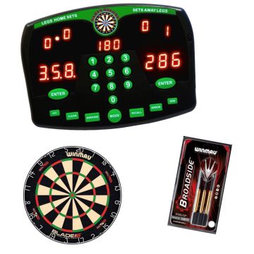 Darts Deluxe Dart Scorer ,  Winmau Blade 6 Dartboard & Darts Set Bundle