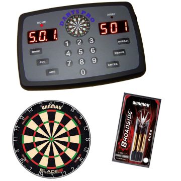 Darts Pro Dart Scorer , Winmau Blade 6 Dartboard & Darts Set Bundle