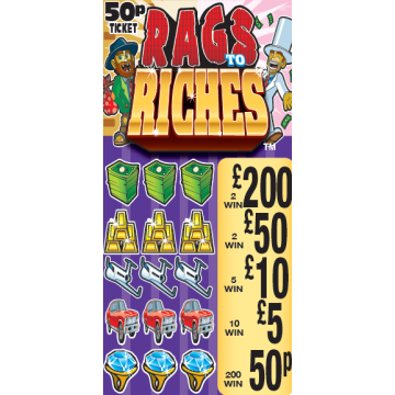 Rags 2 Riches 50p Pull Tab Lottery Ticket