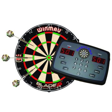 Darts Pro Bundle - Scorer, Blade 6 Dartboard & Dart Set