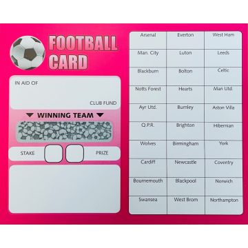 Football Fundraiser Cards 30 Teams - Pack of 25