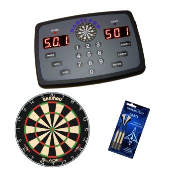 Darts Pro Dart Scorer , Winmau Blade 6 Dartboard & Darts Set Bundle