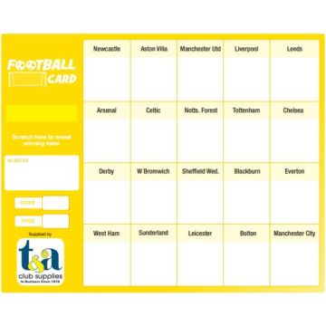Football Fundraiser Cards 20 Teams - Pack of 25