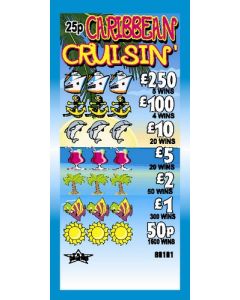 Caribbean Cruisin' 25p Pull Tab Lottery Ticket