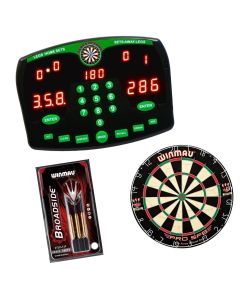 Darts Deluxe Dart Scorer ,  Winmau Pro SFB Dartboard & Darts Set Bundle